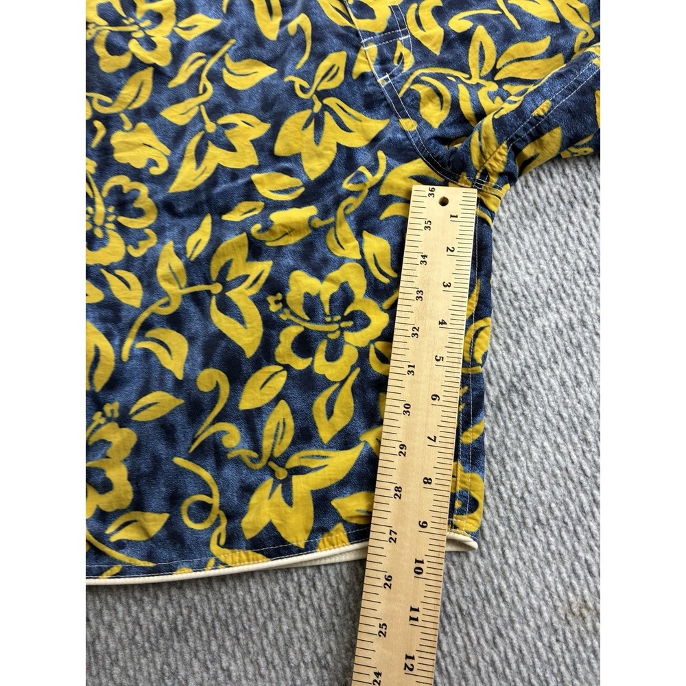Vintage Op Ocean Pacific Men's 32 Yellow Blue Floral Nylon Surf Board Shorts - Picture 2 of 7